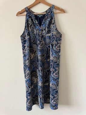 Fleur Bleue Navy Paisley Halter Neck Midi Dress Size US 8